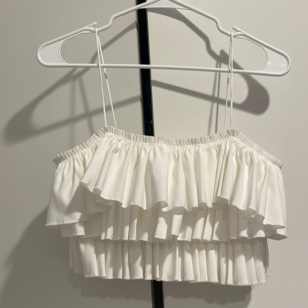 Zara cropped ruffle tank